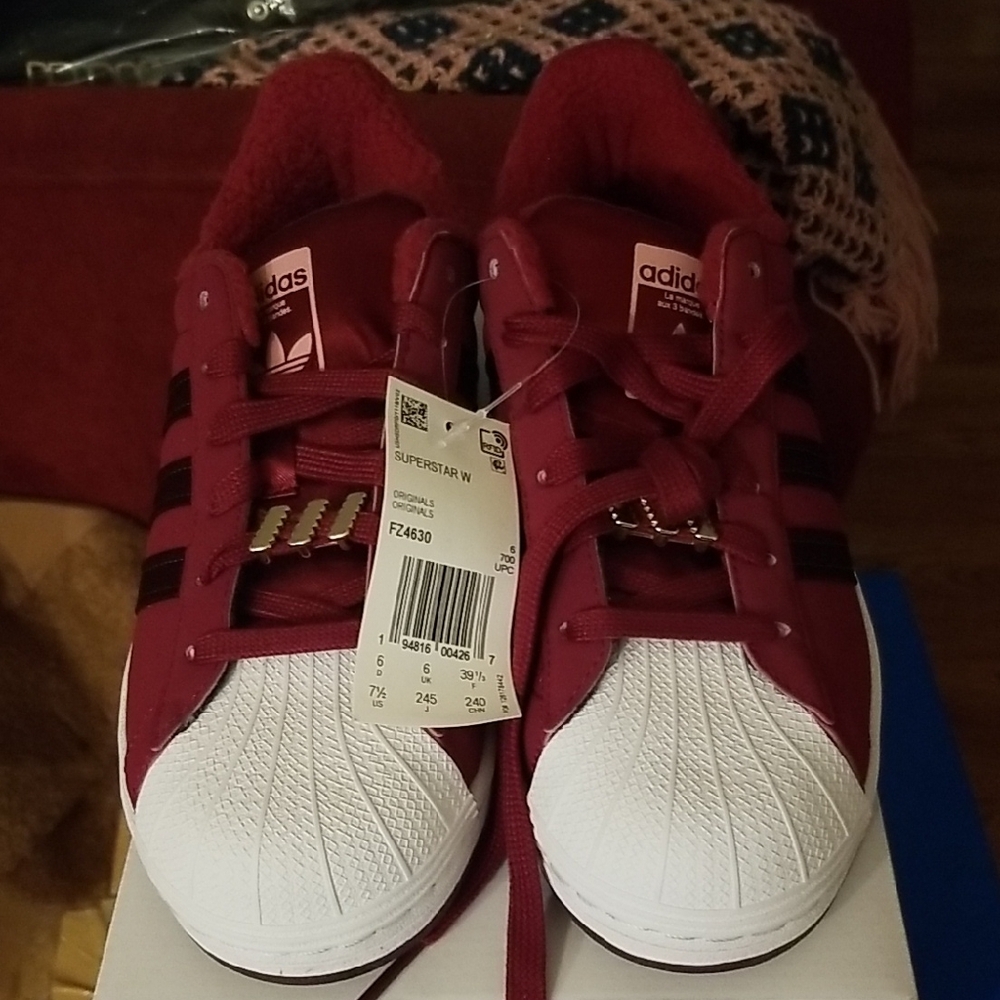 New in Box!!Adidas Superstar Shoes - Red and White.Super Cute! Great Price!